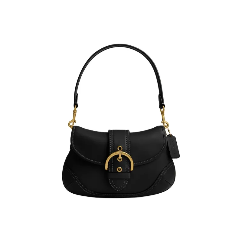 COACH Soho Recycled Glove Tanned Leather Shoulder Bag Large Size Women's Black-0