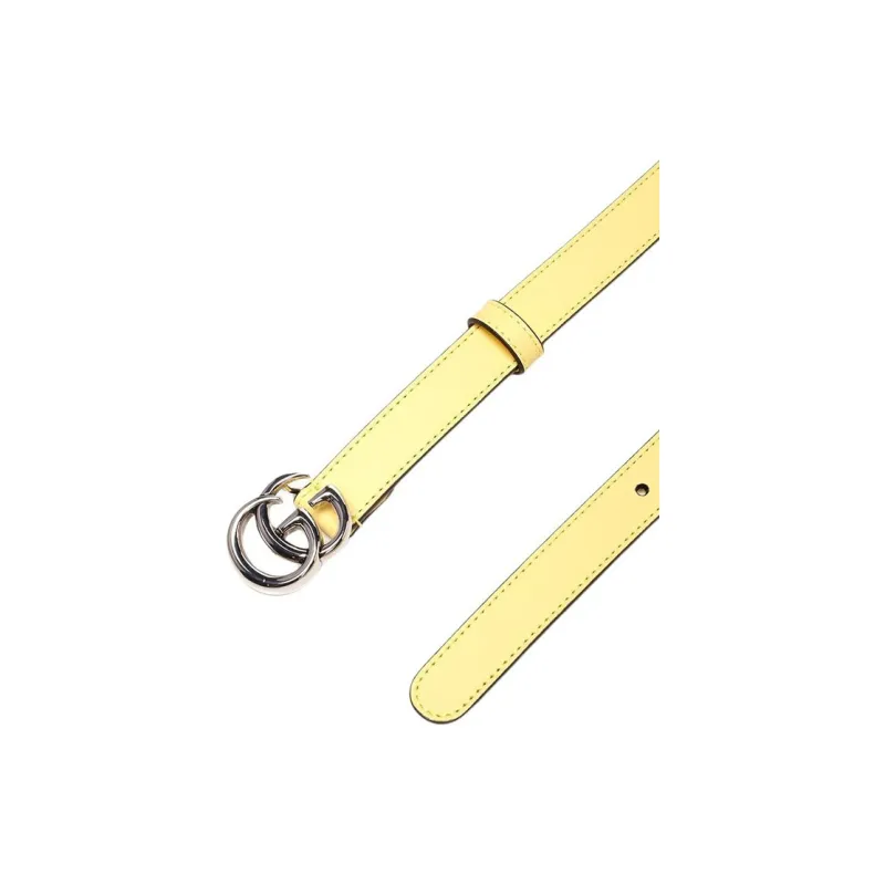 GUCCI Metal Leather Belts Women's Yellow Width  2CM-3