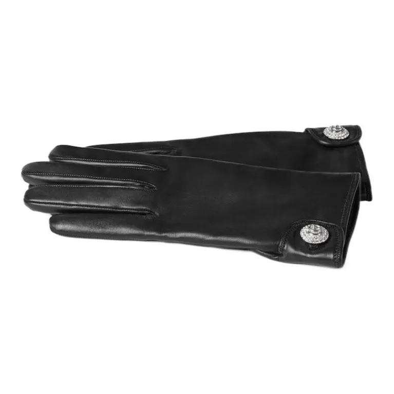 GUCCI Leather Gloves Women's Black-1