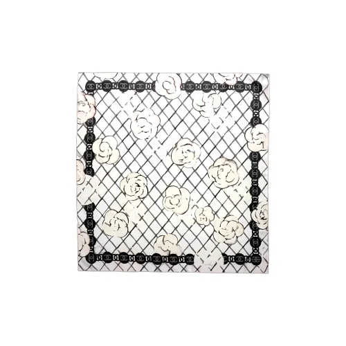 CHANEL Silk Scarves Women's White