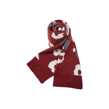 Narandu Polyester Knit Scarves Women's Floral Rich Burgundy