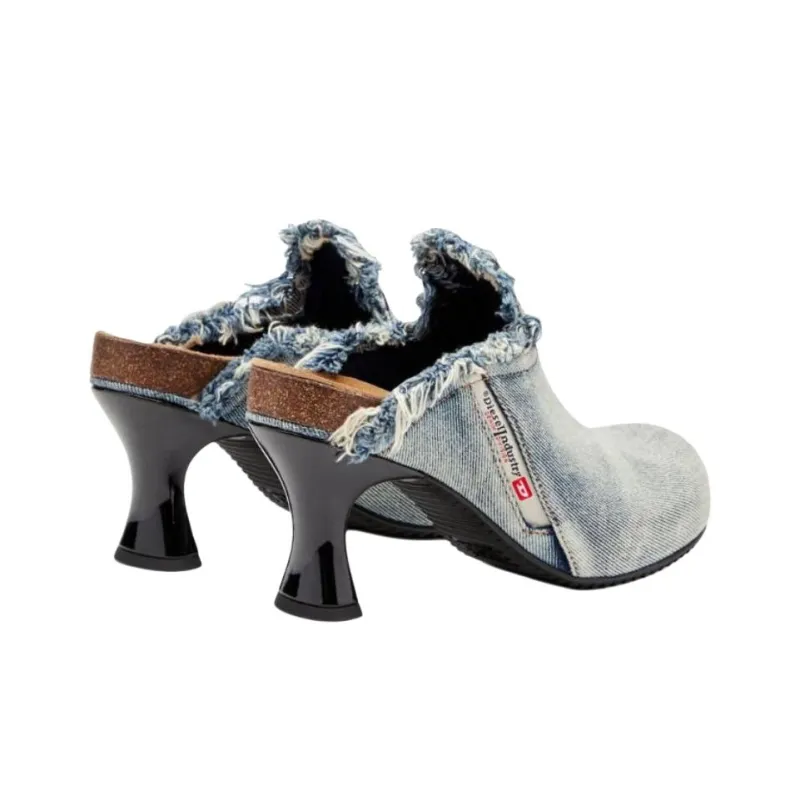DIESEL Frayed Denim Mules Women's-4