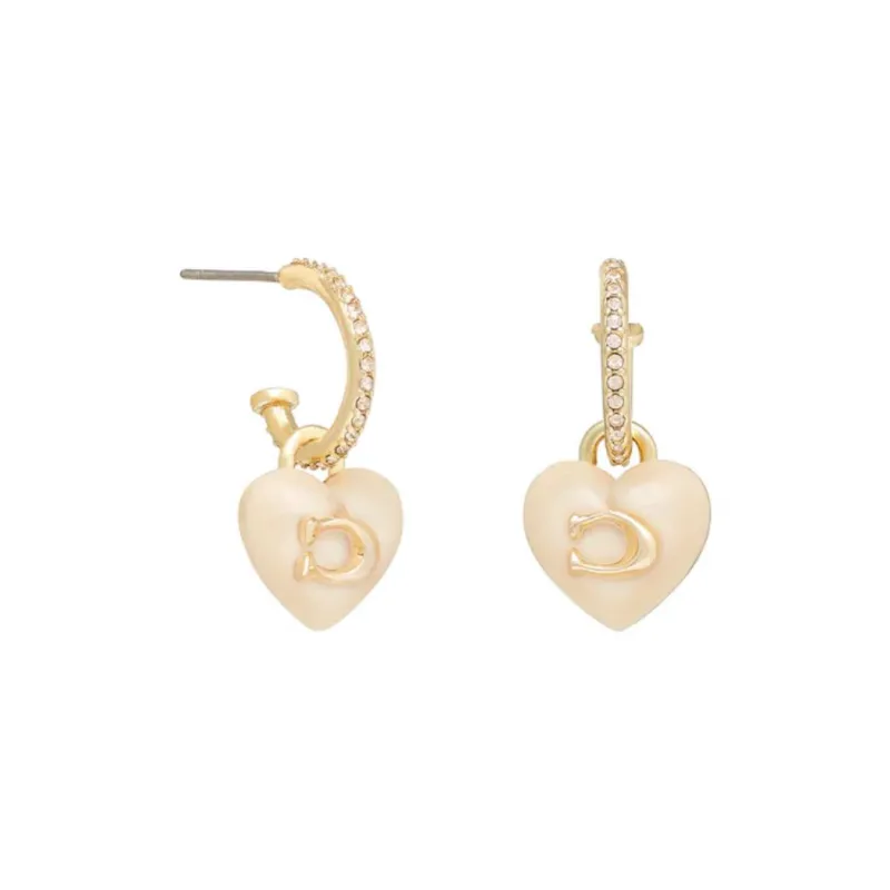 COACH Resin Brass Windshield Washer Fluid Crystal Plastic Earrings Unisex Gold-1