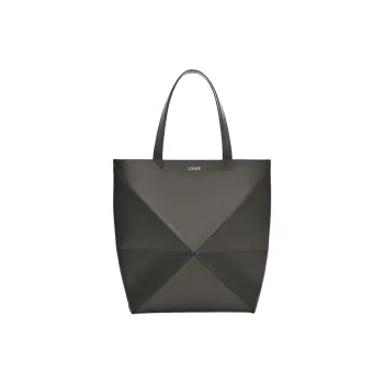 LOEWE Puzzle Fold Cow Leather Tote Bag, Shopping Bag, Handbag, Shoulder Bag Extra Large Women's Dark Gray