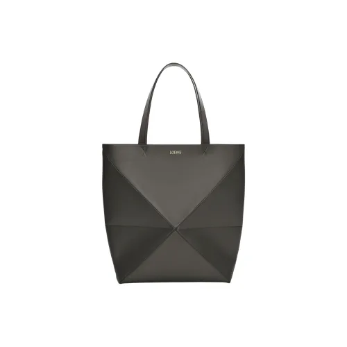 LOEWE Puzzle Fold Cow Leather Tote Bag, Shopping Bag, Handbag, Shoulder Bag Extra Large Women's Dark Gray