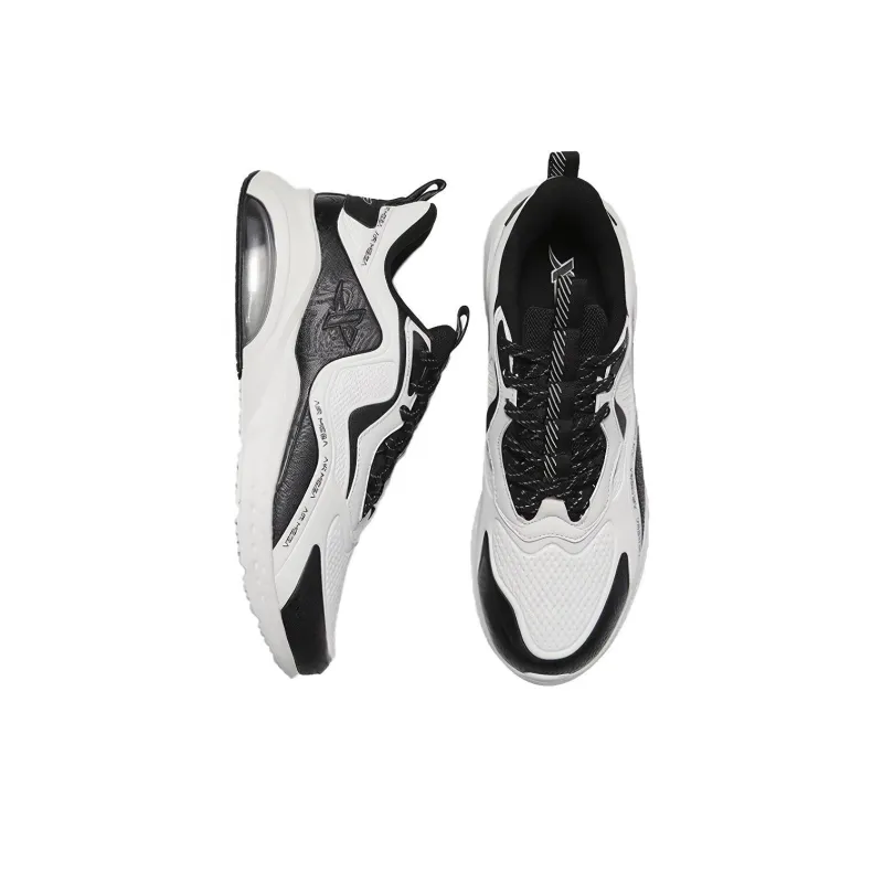 XTEP Cushioned Anti Slip And Wear Resistant Lightweight Low Top Running Shoes Men's Black White-3
