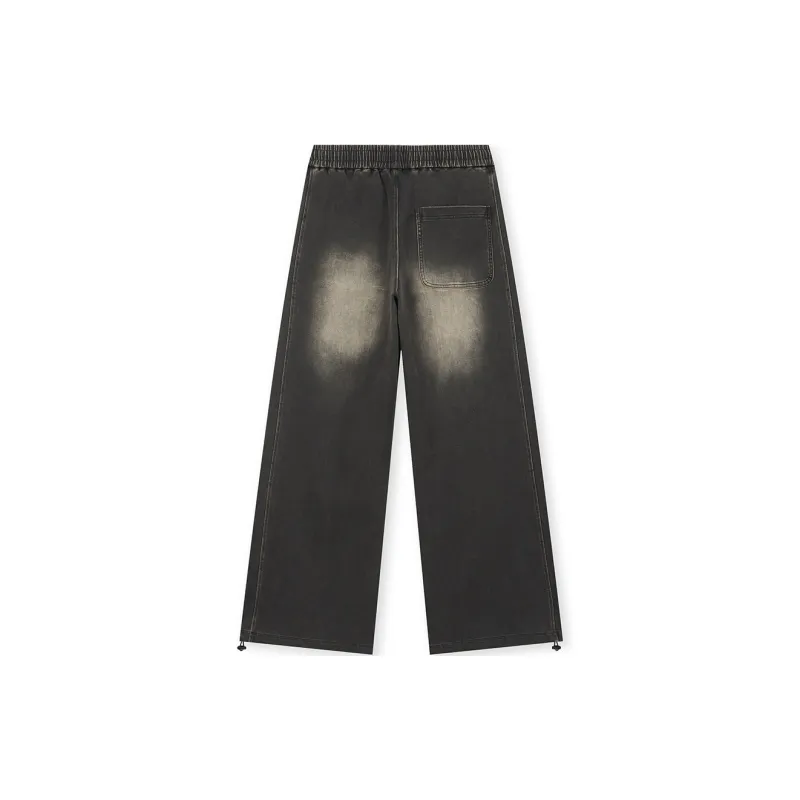 BONELESS Casual Pants Unisex Washed Black-1