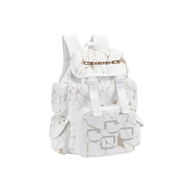 COEXISTENCE Polyester Commute Travel Versatile Backpacks Large Size Unisex White-12