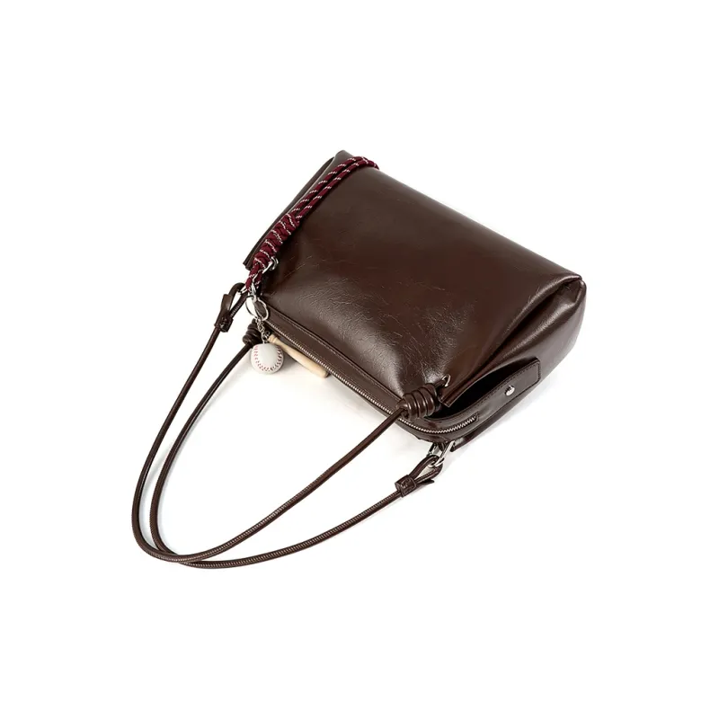 Vigno Synthetic Leather Shoulder Bag Regular Women's Coffee/Coconut Shell Brown/Black/Red-3