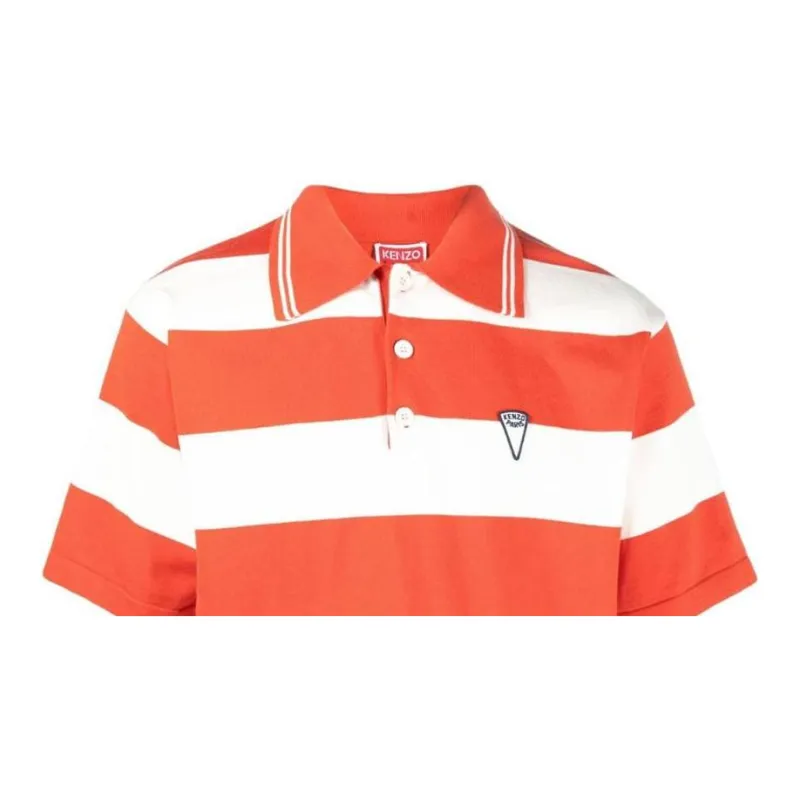 KENZO Logo Patch Striped Polo Shirt-4
