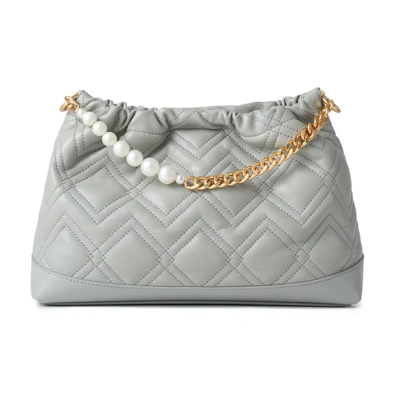Montagut Sheepskin Handbag Regular Women's Black/Stone Gray/Acorn/Coconut Milk White-8