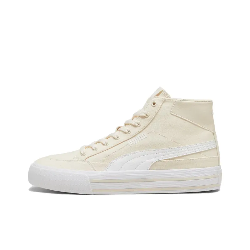 PUMA Court Classic Vulc Anti Slip Wear Resistant Mid Top Canvas Shoes Men's Ecru-0