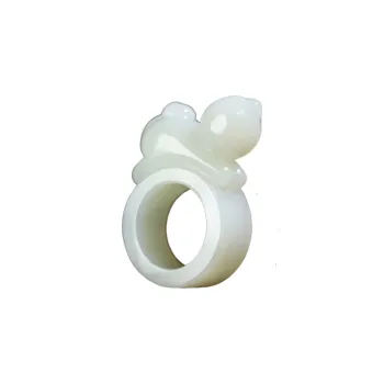 Jade Charm Yao Hetian Jade Rings White Jade/Pale Greenish White Jade Unisex