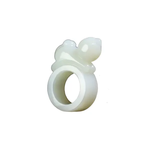 Jade Charm Yao Hetian Jade Rings White Jade/Pale Greenish White Jade Unisex