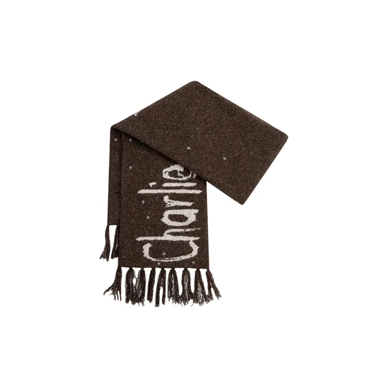 Charlie Luciano Wool Knit Scarves Unisex Brown-1