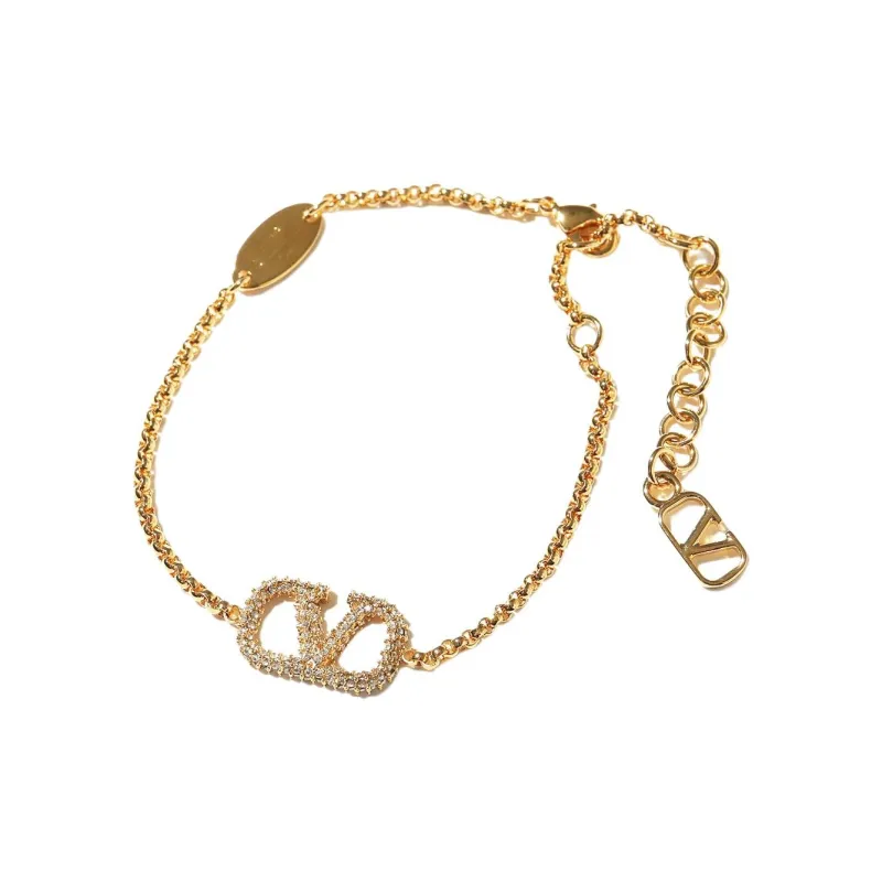 Valentino Metal Crystal Bracelets Women's Gold-0