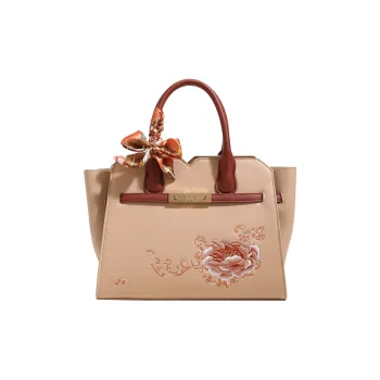 H YXIANG Cow Leather Handbag Regular Women's Apricot