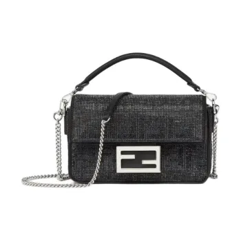 FENDI Suede Crossbody Handbag Mini Women's Black