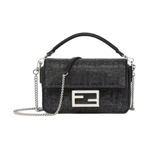 FENDI Suede Crossbody Handbag Mini Women's Black