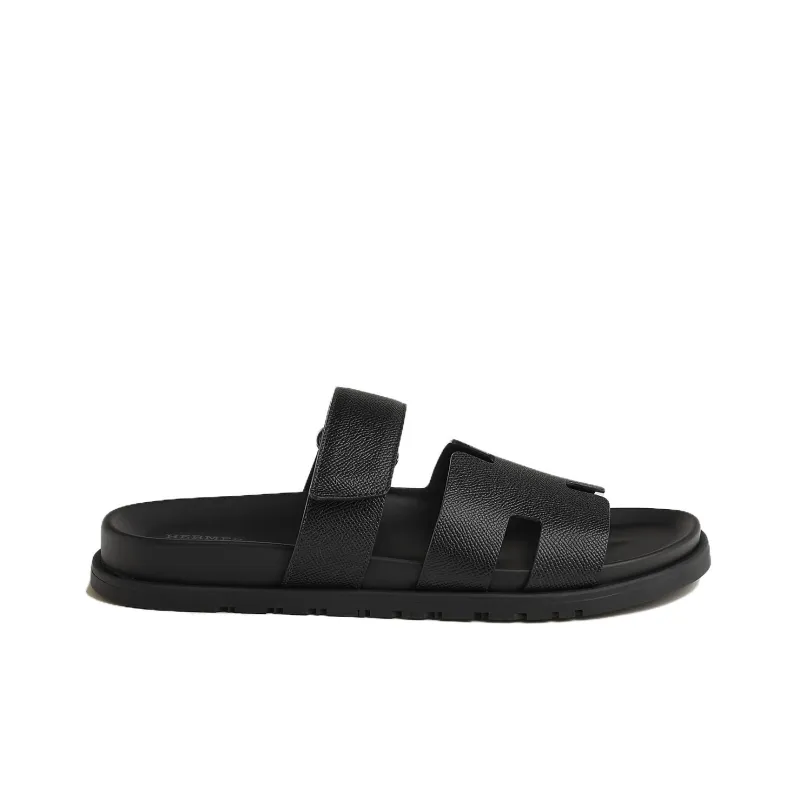 HERMES Chypre Rubber Sole Slip Resistant Slide Slippers Men's Black-1