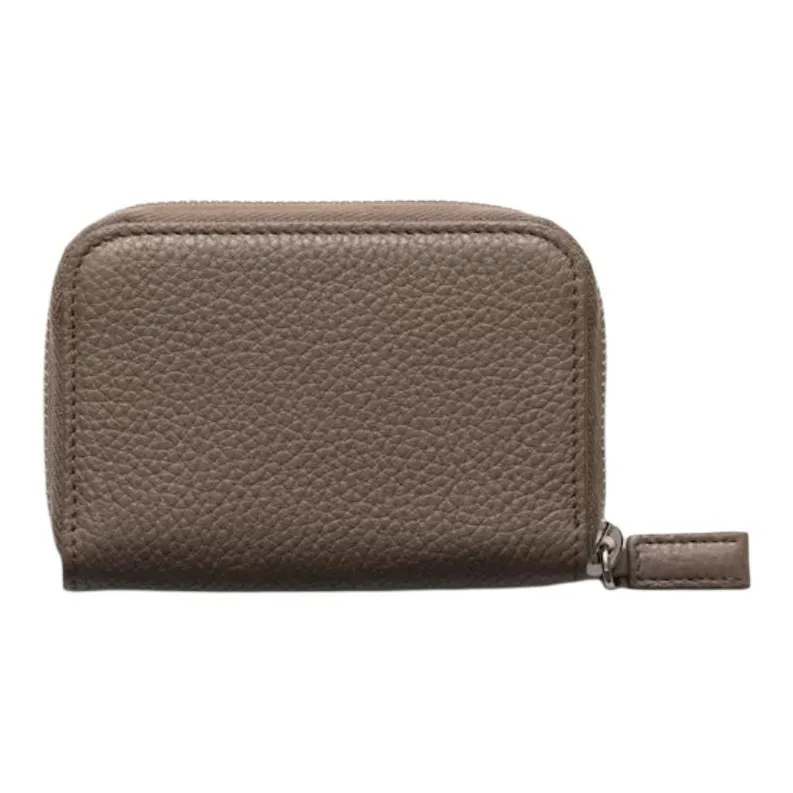 PRADA Leather Coin Purse Men's Gray Brown-2