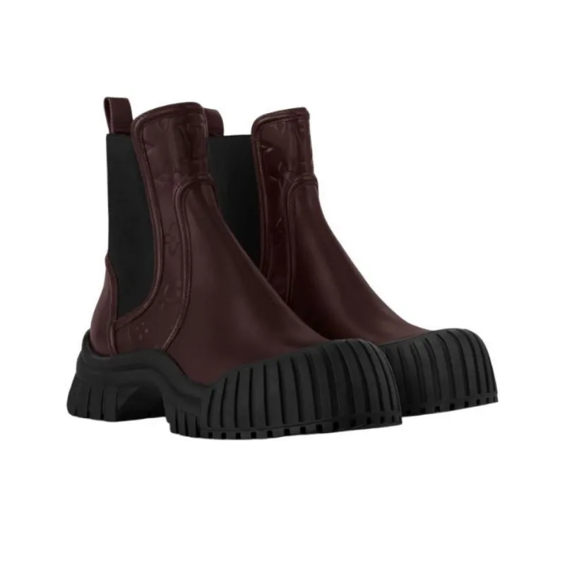 LOUIS VUITTON Ruby Short Chelsea Boots Women's Red Brown-2