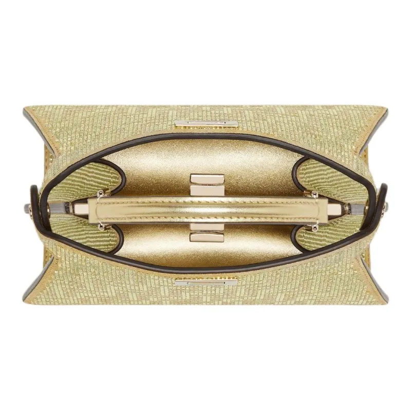 FENDI Peekaboo ISeeU Suede Shoulder Bag, Crossbody Bag, Handbag Small Size Women's Gold-3