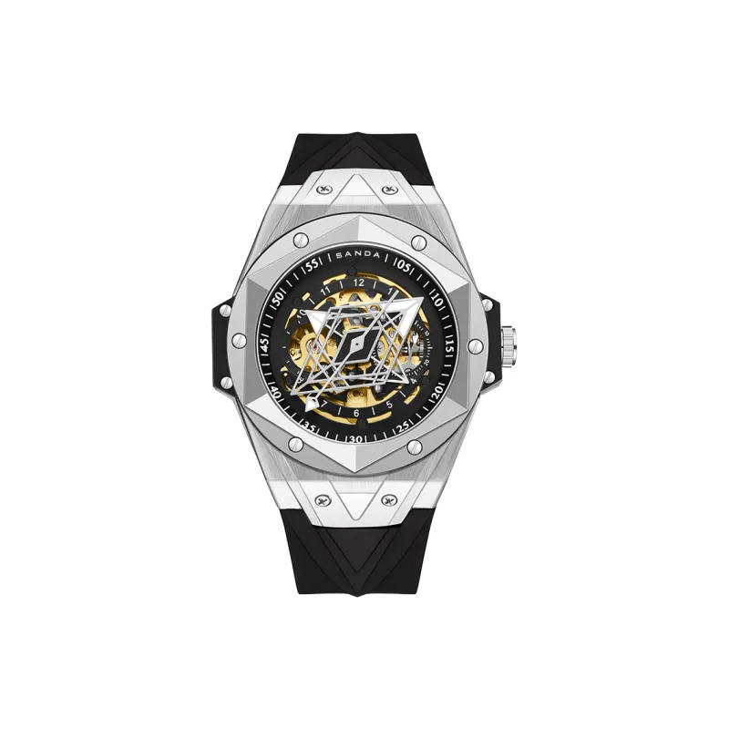 Sanda Automatic Mechanical Movement Silicone Strap Watch Men's Watches Black Dial-1