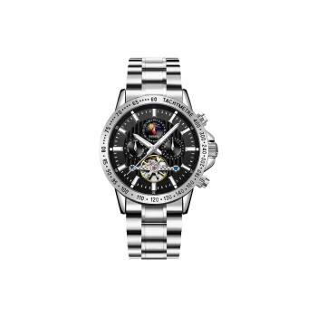 KANGOL Interstellar Series Automatic Mechanical Movement Stainless Steel Strap Watch Men's Watches Black Dial
