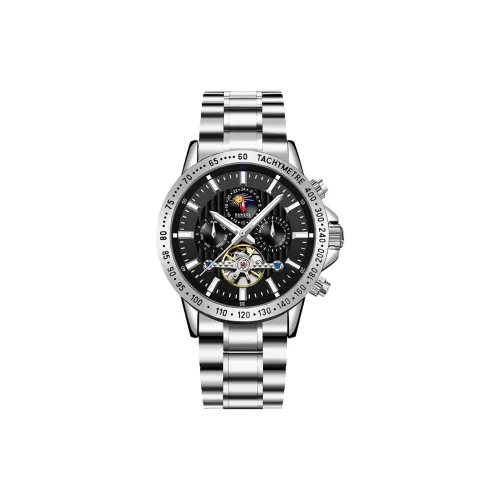 KANGOL Interstellar Series Automatic Mechanical Movement Stainless Steel Strap Watch Men's Watches Black Dial