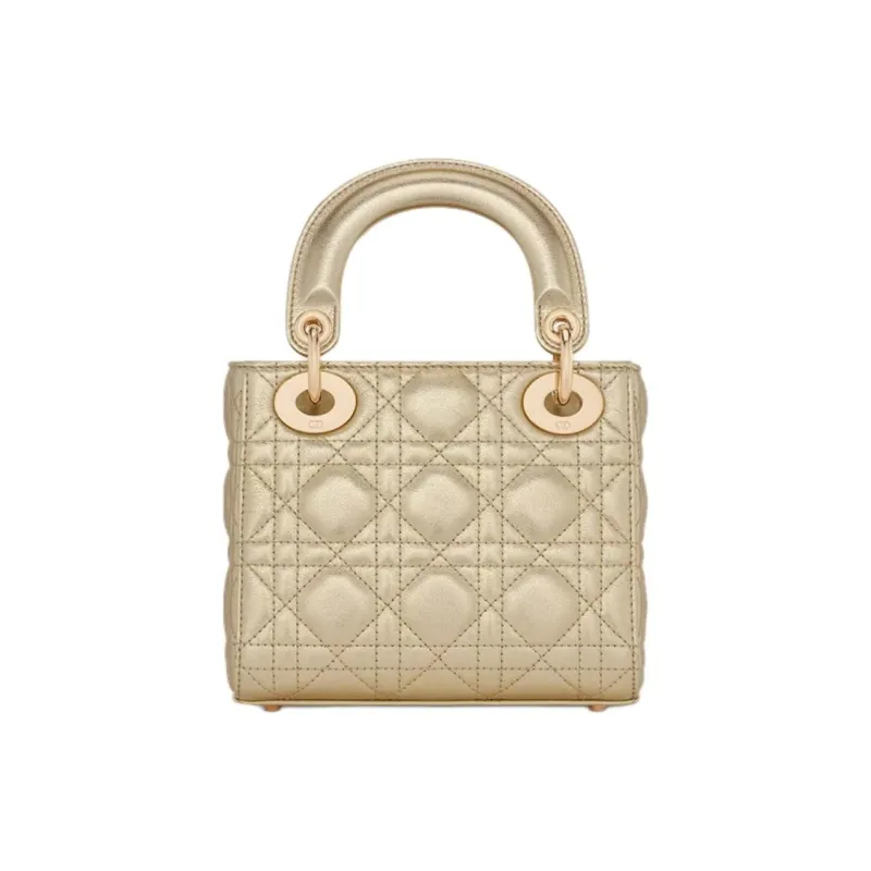 DIOR Lady Dior Calfskin Crossbody Handbag Mini Women's Metal Gold-3