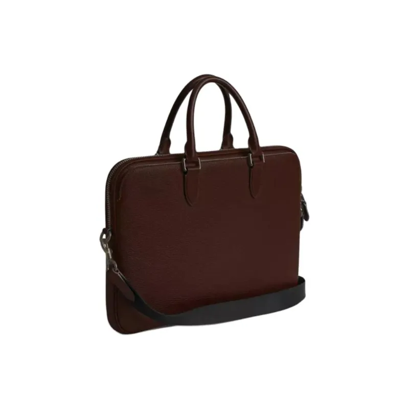 COACH Gotham Leather Portable One Shoulder Crossbody Briefcase Tubas Men's Red Brown-1