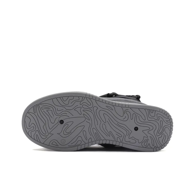 Mengsai Puffy Shoes Low Top Skateboard Shoes Men's Black-5
