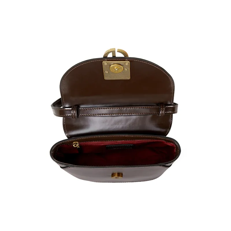 PIERRE CARDIN Cow Leather Crossbody Bag, Shoulder Bag Regular Women's Bitter Coffee-4
