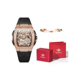 Diamond Bezel Rose Gold-Vinyl Strap