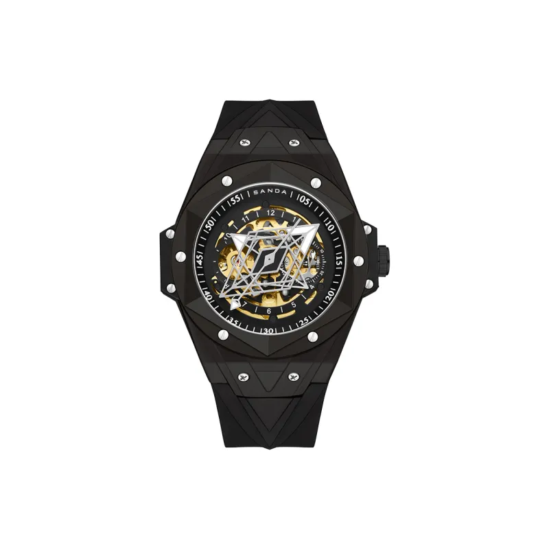 Sanda Automatic Mechanical Movement Silicone Strap Watch Men's Watches Black Dial-10