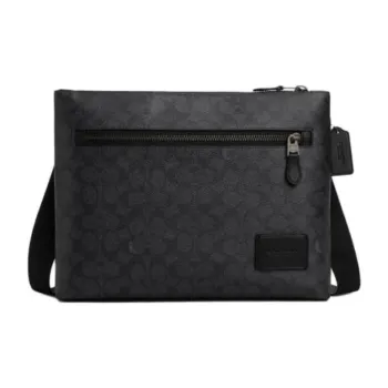 COACH Carrier Coated Canvas Shoulder Bag Tubas Men's Charcoal