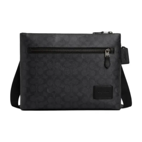 COACH Carrier Coated Canvas Shoulder Bag Tubas Men's Charcoal