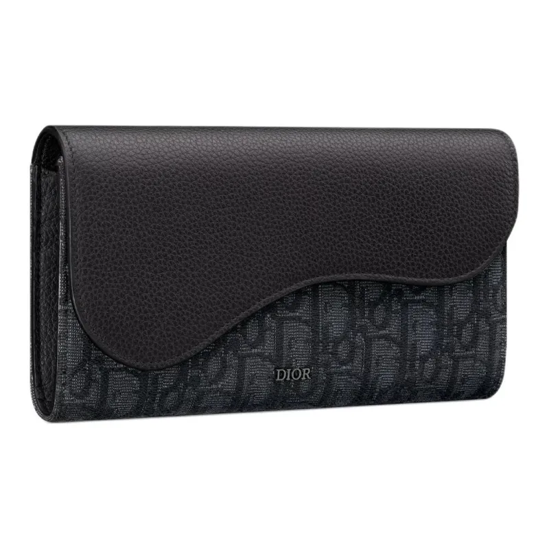 DIOR Saddle Cotton With Calfskin Wallet Regular Men's Black-1