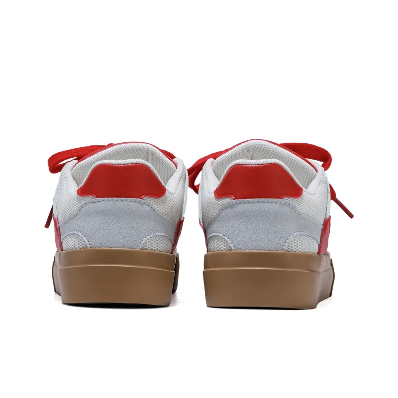 B10CROWN Anti Slip Wear Resistant Lightweight Breathable Low Top Skateboard Shoes Women's Christmas Red-5