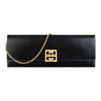 GIVENCHY 4G Liquid Calfskin Clutch Bag Over The Shoulder Women's Black