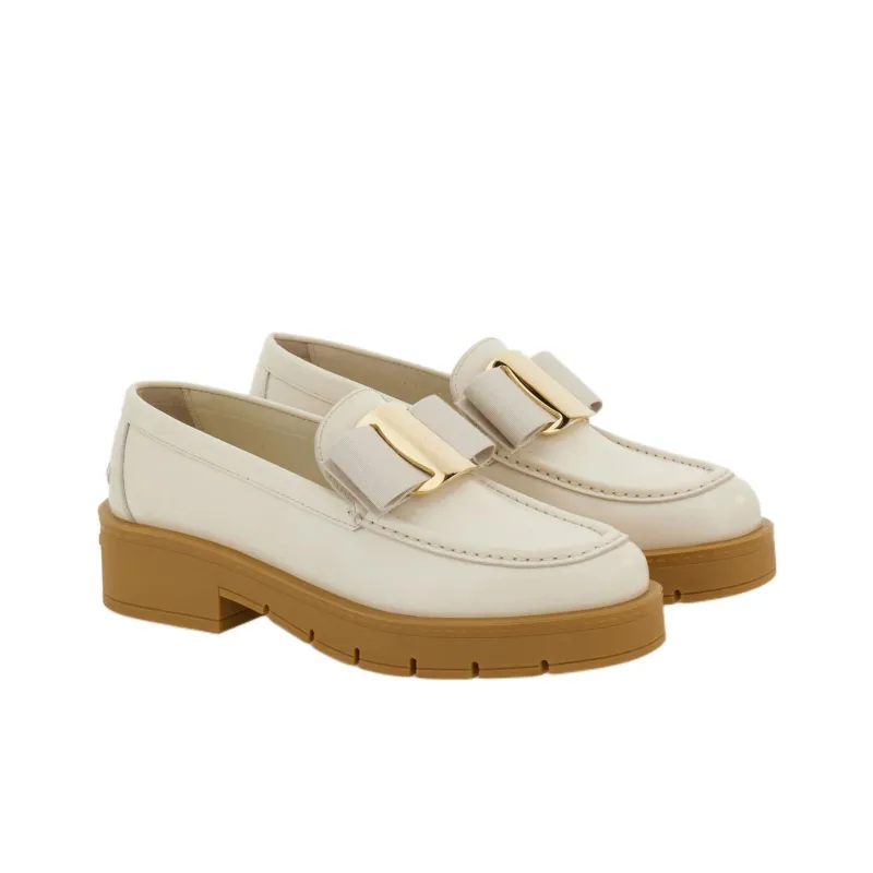 FERRAGAMO Vara Loafers Women's Beige-2