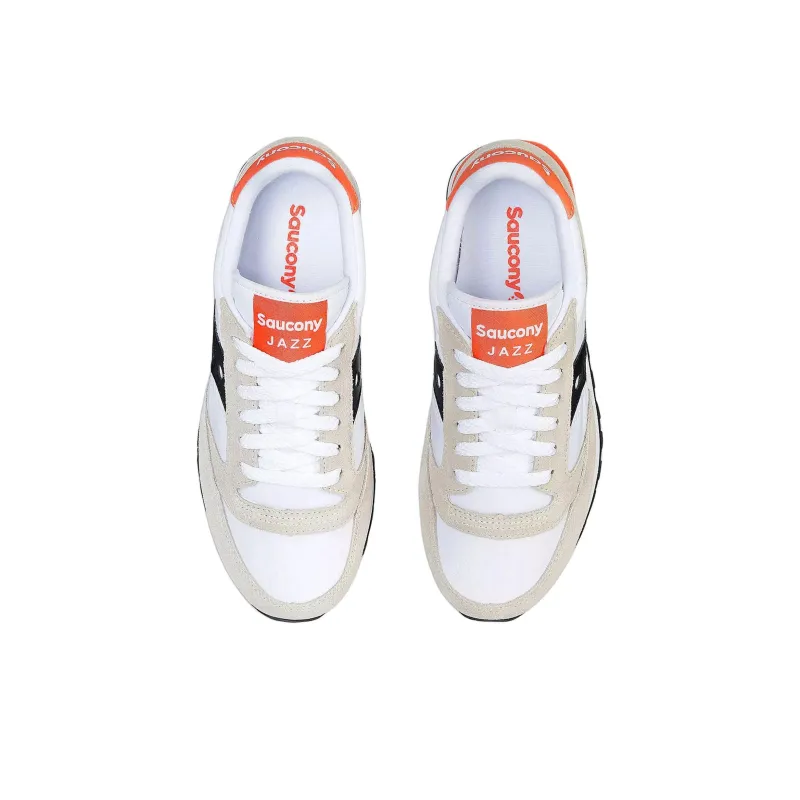 Saucony Jazz Original Anti Slip Wear Resistant Low Top Running Shoes Women's White Orange Black-3