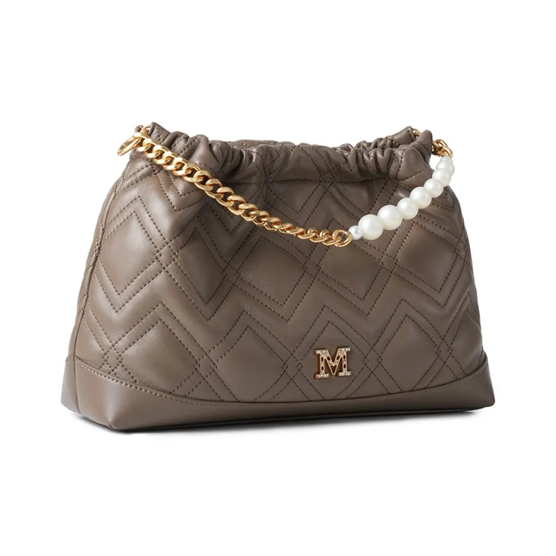 Montagut Sheepskin Handbag Regular Women's Black/Stone Gray/Acorn/Coconut Milk White-11