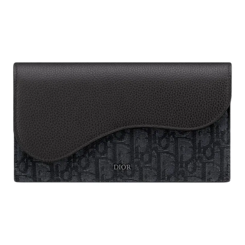 DIOR Saddle Cotton With Calfskin Wallet Regular Men's Black-0