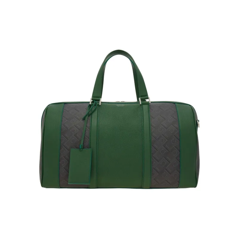 FERRAGAMO Polyurethane Portable One Shoulder Travel Bag Men's Green & Gray-0