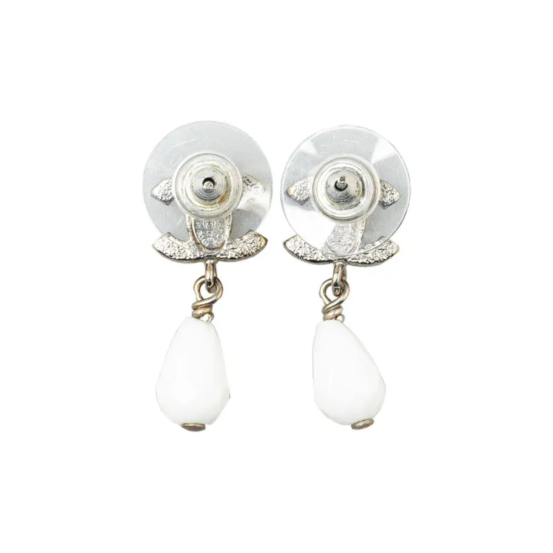 CHANEL 2010 Cc Lacquered Bead Swing Push Back Costume Earrings-1