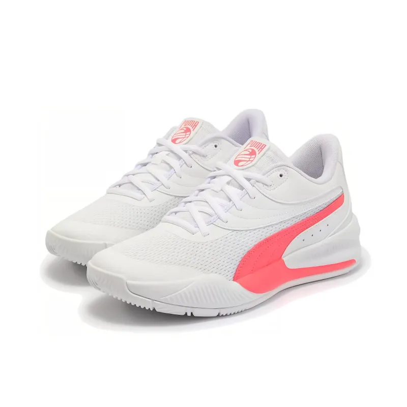 PUMA Triple Cushioning Anti Slip And Wear Resistant Balance Low Top Basketball Shoes Unisex White Pink-2