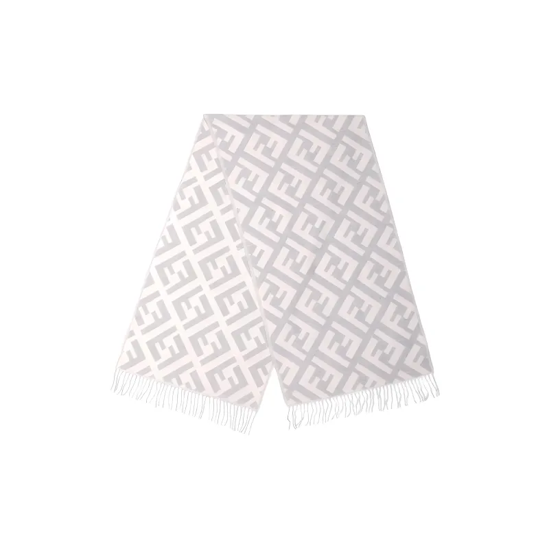 FENDI Logo Jacquard Fringed Edge Scarf-2