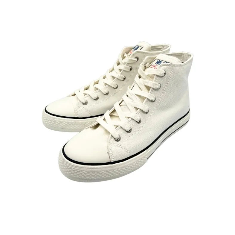 QIANJIN Wear resistant And Lightweight High Top Canvas Shoes Men's Ecru-1
